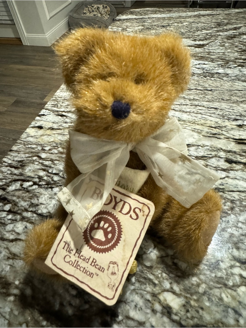 Boyds Bears Brown Plush Bear with Cream Bow and Tag